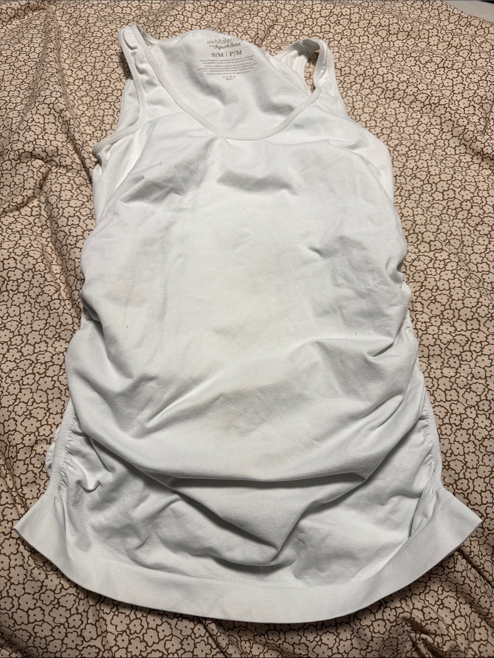 NWOT Motherhood Maternity White Ruched Tank — Lightweight Scoop Neck